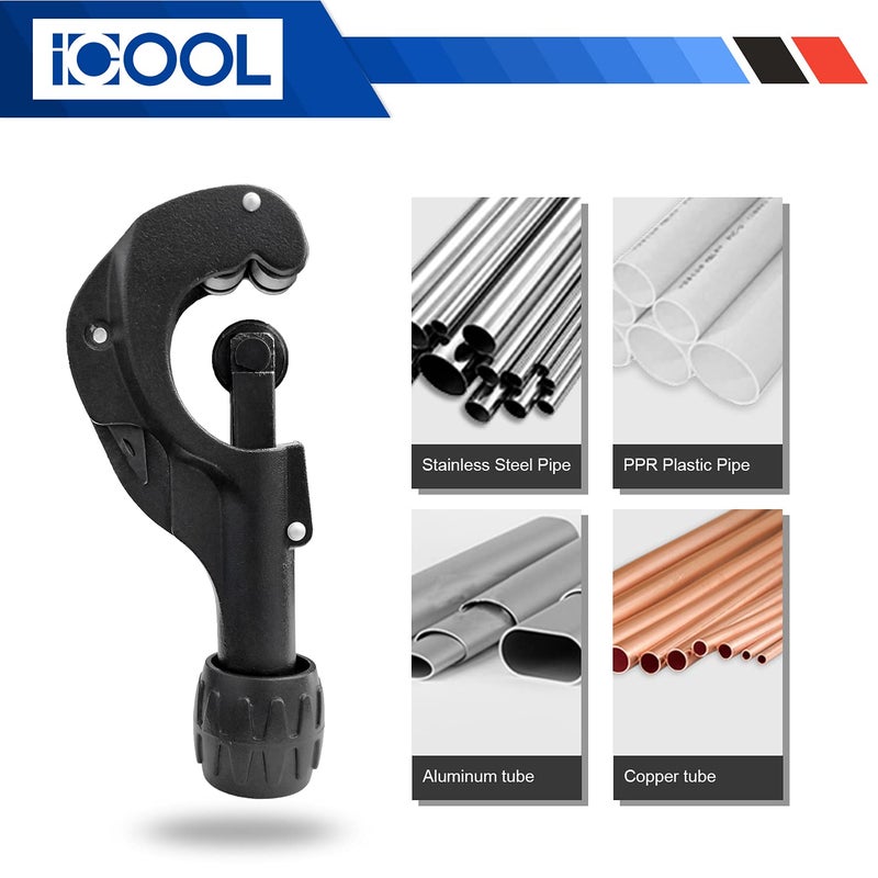 I COOL قاطع الأنابيب ICOOL 1/8 إلى 1-3/8 بوصة (3-35 مم) (سطح غير لامع) مع شفرة إضافية ومخرطة للنحاس، النحاس الأصفر، الألمنيوم، أنابيب الصلب اللين، PVC، أنبوب الفولاذ المقاوم للصدأ الرقيق - Image 5